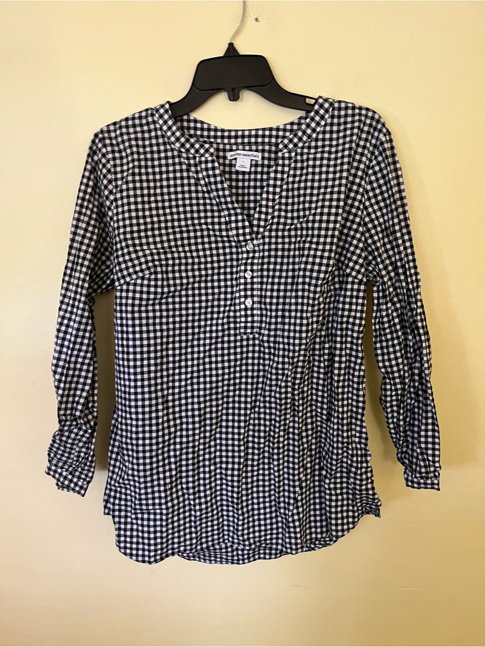 Amazon Essentials Black & White Gingham Button-Up Tunic